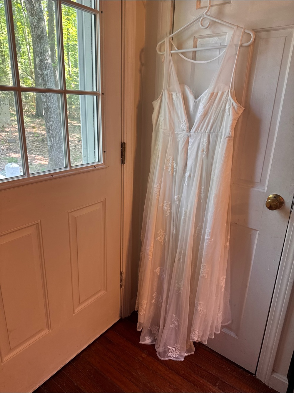 Beach Wedding Dress  Dress in Ivory Sheer Lace Overlay lined